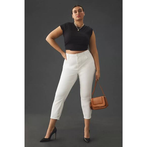 NWT Anthropologie PAIGE Hoxton High-rise Skinny Jeans $198 PLUS 26W Crisp White - Picture 1 of 9